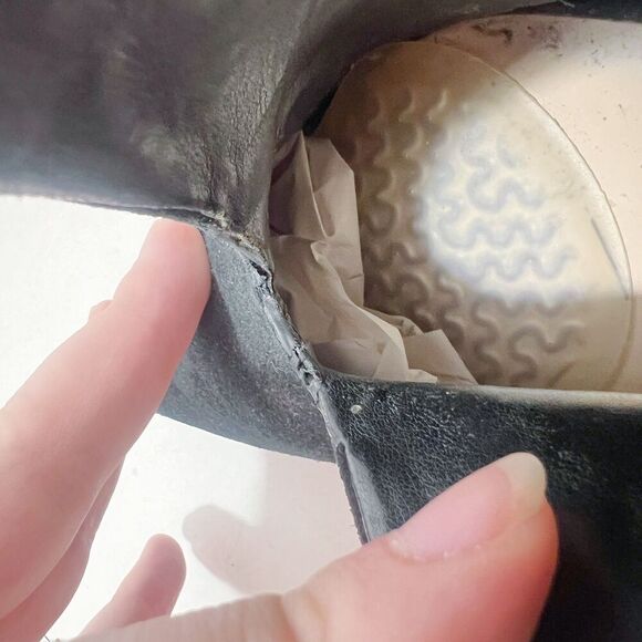 Vince Camuto Metseya Black Suede Bootie Heel Pump Split Vamp Women's Size 8 - Picture 6 of 8